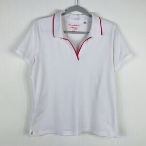 Tommy Bahama Top Women's Medium White Islandzone Pima Cotton 37.5 Short Sleeve
